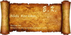 Bódi Koridon névjegykártya